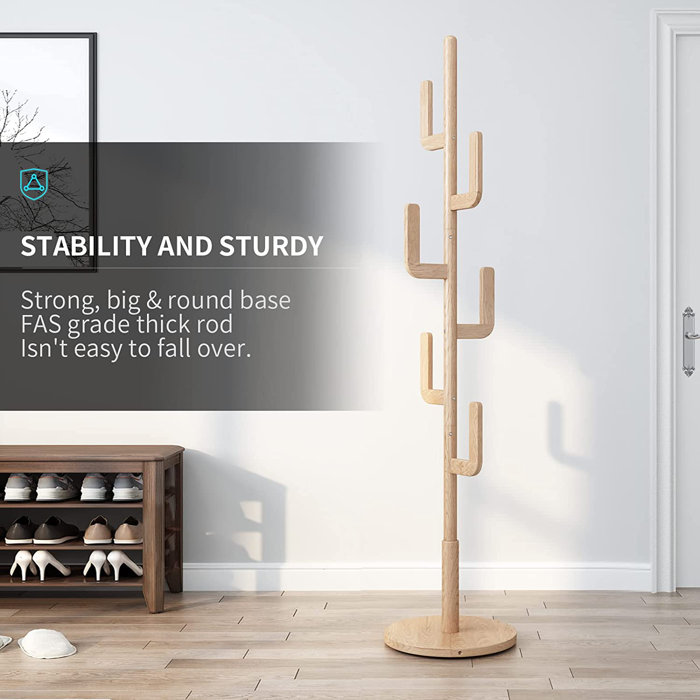 Latitude Run® 15.7'''' Wide Solid Wood 6 Hook Freestanding Coat Rack